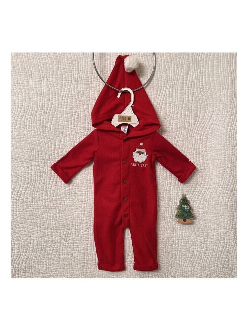 Baby Christmas Hooded Fleece Coverall Baby’s 0/3m Holiday Outfit African Santa